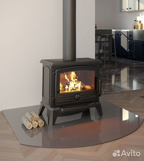 Чугунная Печь-камин отопительная для дома