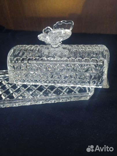 Хрустальная икорница Богемия