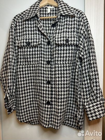 Твидовая теплая рубашка h&m