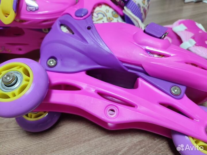 Раздвижные ролики для девочки + защита и рюкзак