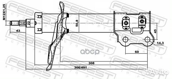 Амортизатор перед прав 12110001FR Febest