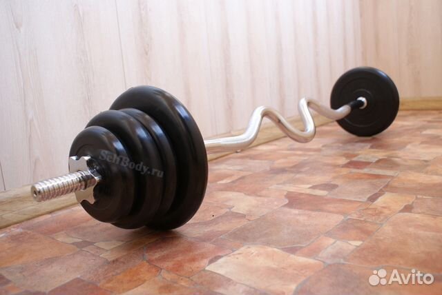 Штанга 28.5 кг (2x5/4x2.5/2x1.25 + изогнутый гриф)