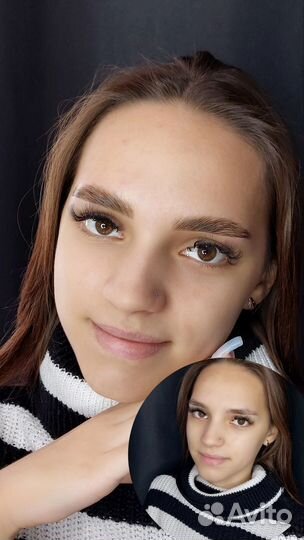 Модель на брови, оформление, ламинирование