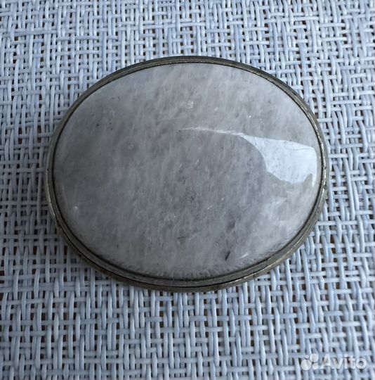 Брошь беломорит серебро патина винтаж