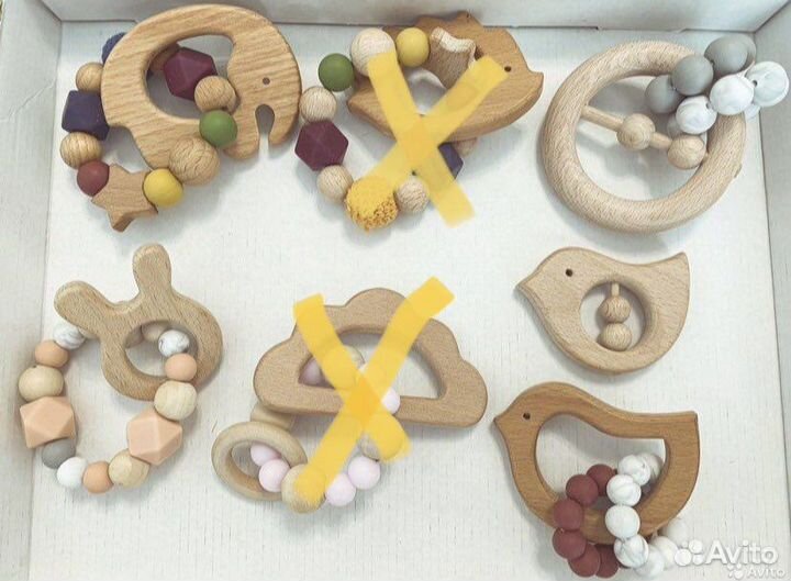 Подарок для новорожденных, грызунок деревянный