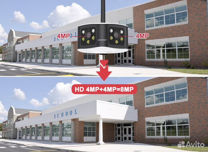 WiFi Камера видеонаблюдения 8Мп обзор 165градусов