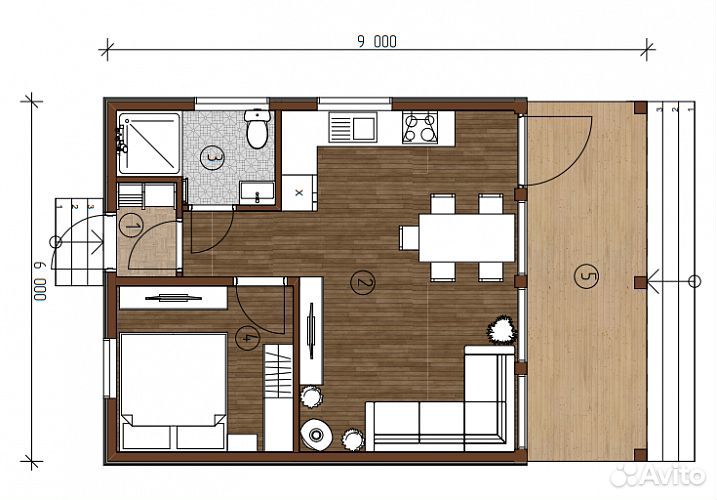 Дом каркасный Фахверк 54 м2