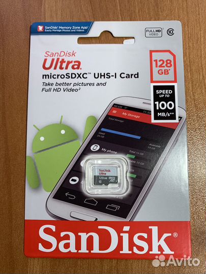 Microsdxc I, SanDisk Ultra 128Gb в упаковке