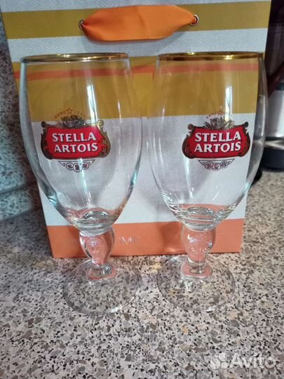 Пивные бокалы на ножке Стелла Артуа