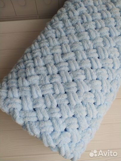 Вязаный плюшевый плед