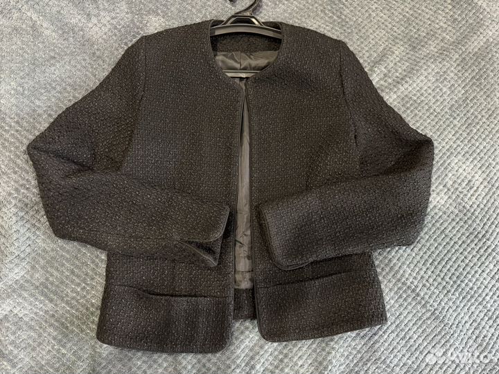Твидовый жакет черный 44