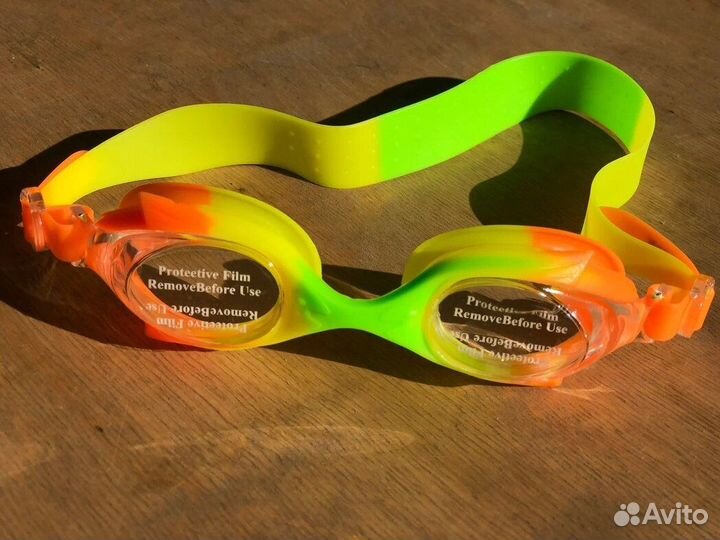 Очки для плавания детские желто-оранжевые