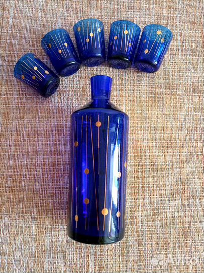 Набор графин и рюмки. Винтаж. Богемское стекло