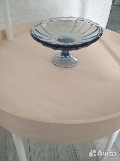 Ваза для фруктов на ножке цветное стекло СССР