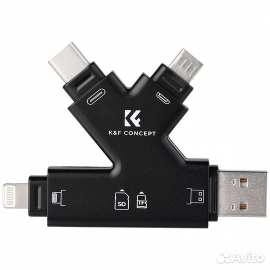 Картридер 4 в 1 (SD, MicroSD, Lightning, Type-C)