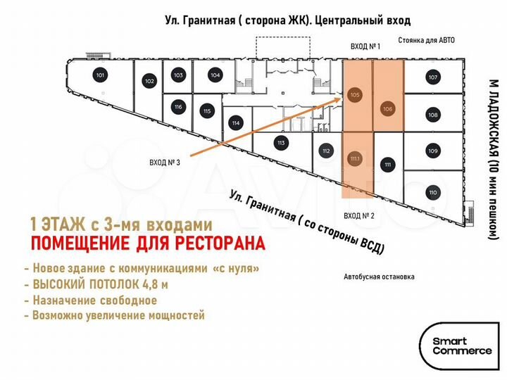 Помещение под ресторан, общепит 1й этаж, 240.59 м²