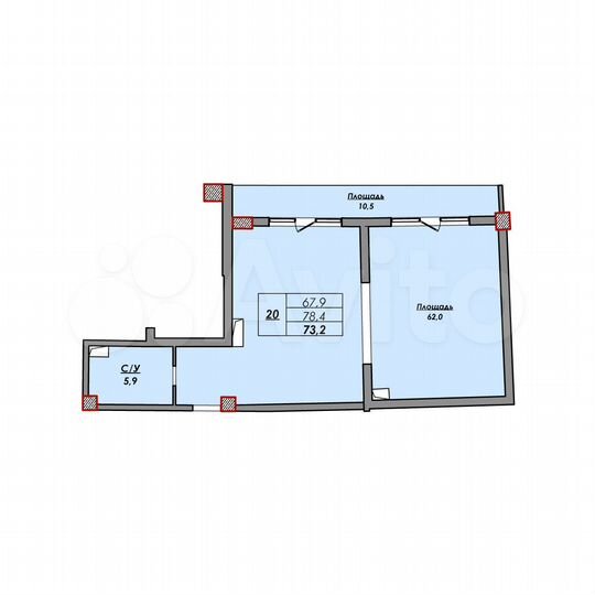 Своб. планировка, 73,2 м², 3/9 эт.