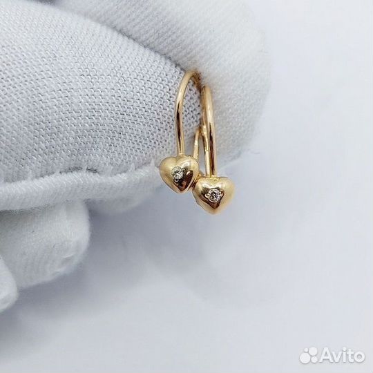 Золотые серьги с фианитом