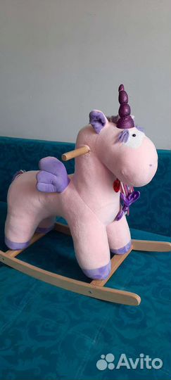 Лошадка единорог качалка деревянная