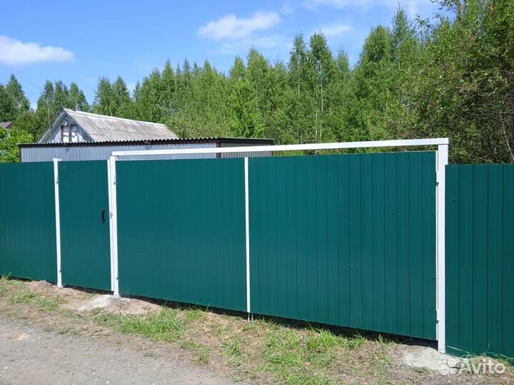 Забор 25 м с воротами 4 м и калиткой - под ключ