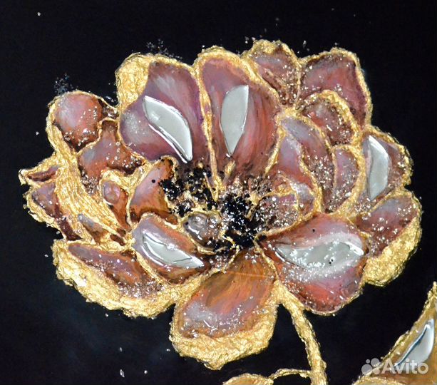 Ювелирная/ зеркальная картина пион