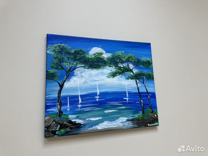 Картина средеземное море, пальмы