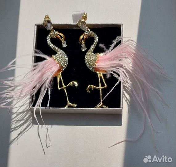 Серьги новые фламинго