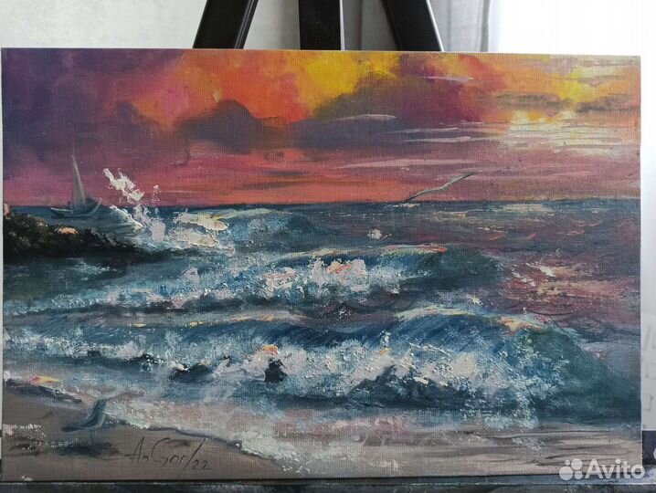 Картина масло Крымский вечер