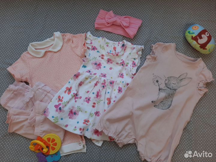 Набор летних вещей для девочки 3-6 мес