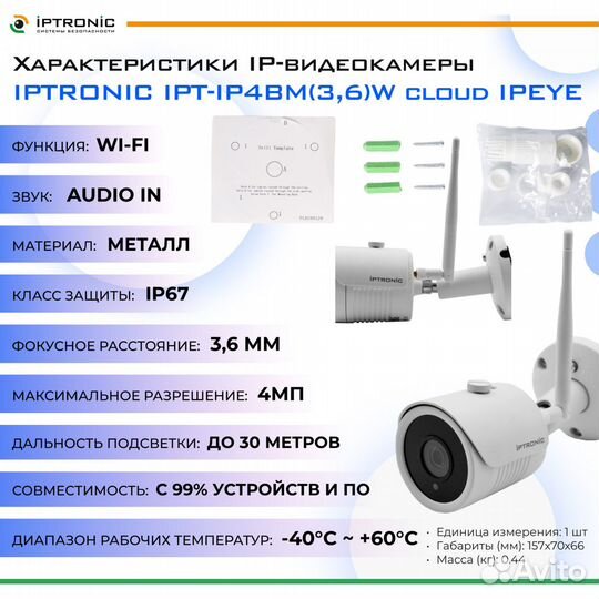 Iptronic IPT-IP4BM(3,6) W cloud ipeye ip-камера