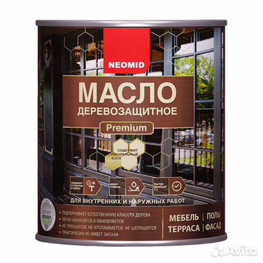 Масло для дерева neomid Premium 0,75л орех, арт.46