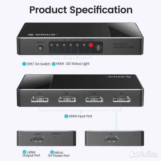 Hdmi адаптер (switch, свич, переключатель) Orico