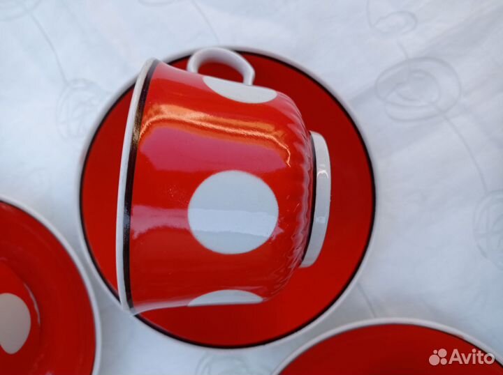 Чайные пары, красные в горох, 2 сорт