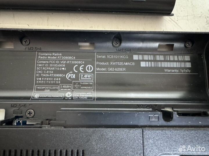 Ноутбук HP G62-b20ER XW752EA, 15.6