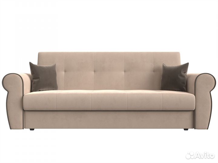 Диван-книжка Лига-019, велюр, бежевый, коричневый