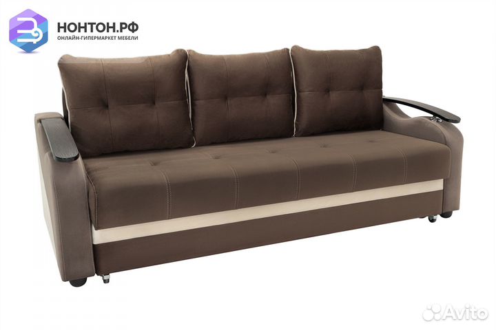 Диван еврокнижка Венеция коричневый / бежевый