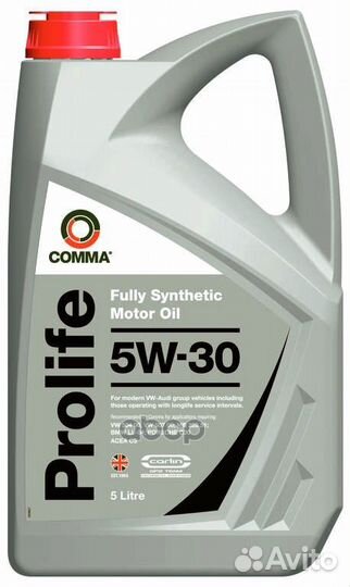 Comma 5W30 prolife (5L) масло мот.син acea C3, VW