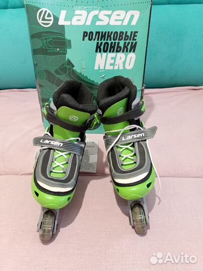 Роликовые коньки Larsen Nero Green раздвижные