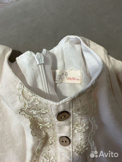 Платье детское на годик, 80-86 бежевое