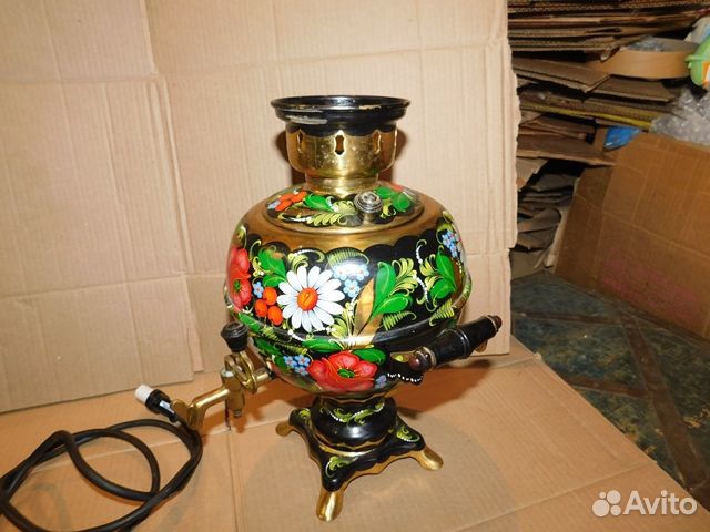 Антикварный,красивый-расписной электро-самовар шар