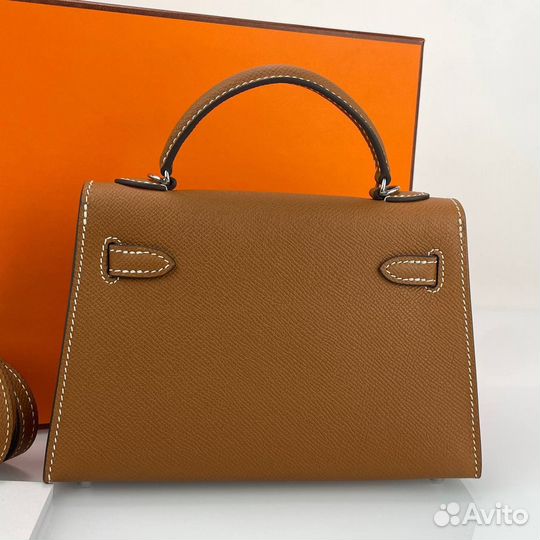 Сумка женская Hermes Kelly mini яркий brown-camel