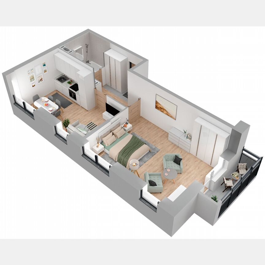 1-к. квартира, 52 м², 19/23 эт.