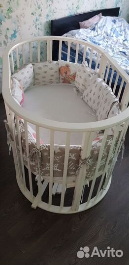 Детская кроватка трансформер круглая
