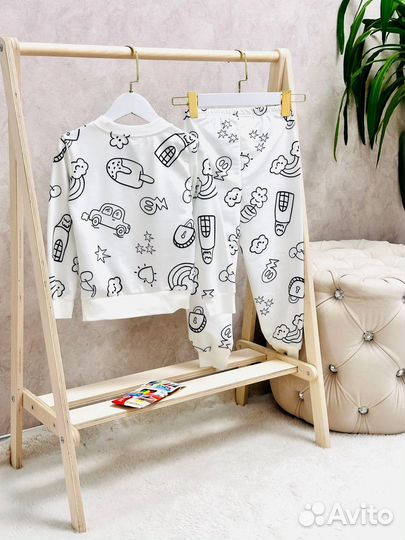 Пижама детская Zara с фломастерами 98-140