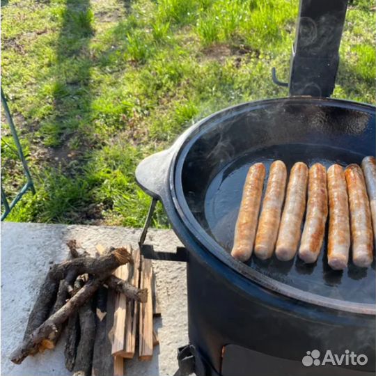 Казан чугунный 8 литров с крышкой сковородкой