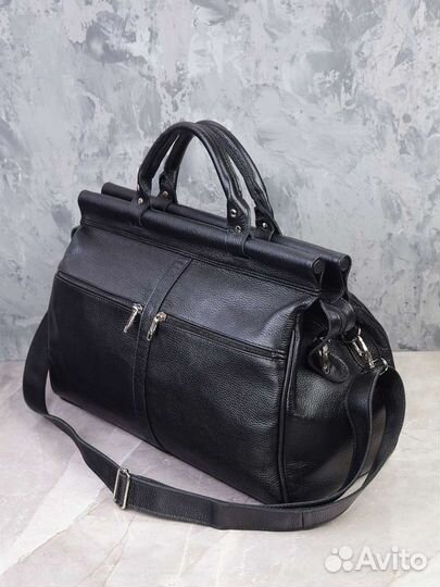 Кожаная дорожная сумка-саквояж