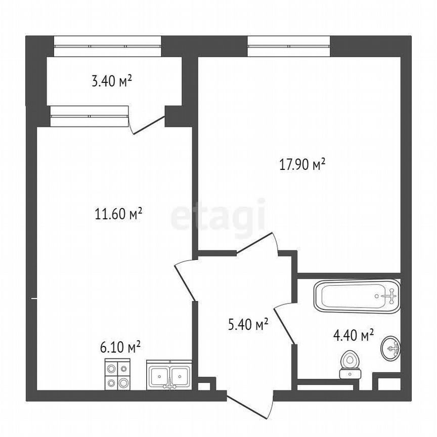 2-к. квартира, 47,1 м², 13/18 эт.