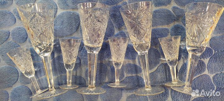 Хрустальные Фужеры 20 см 4 шт+ 4 рюмочки на ножке