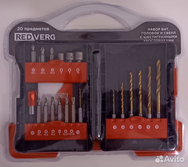 Набор бит, головок и сверл с шестигранными хвостов