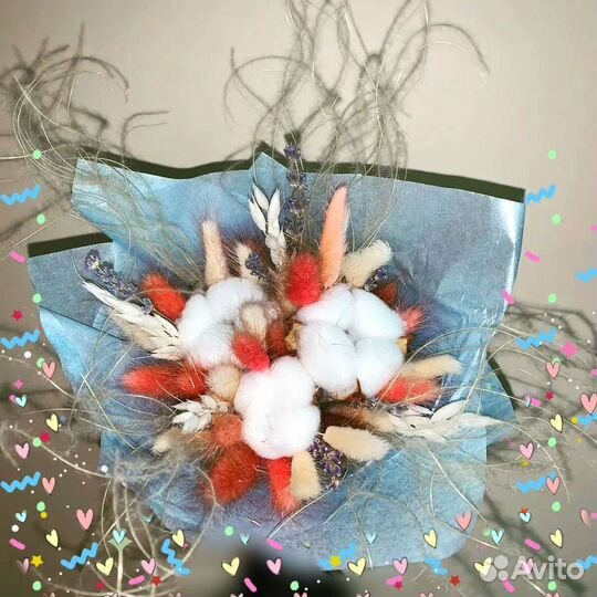 Букет из сухоцветов со стабилизированной розой